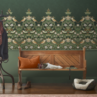 Strawberry Thief Green Fixed Size Mural - 125310 wallpaper Graham & Brown