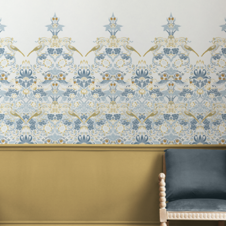 Strawberry Thief Soft Blue Fixed Size Mural - 125319 wallpaper Graham & Brown