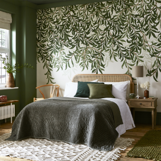 Willow Bough Greens Fixed Size Mural - 125364 wallpaper Graham & Brown