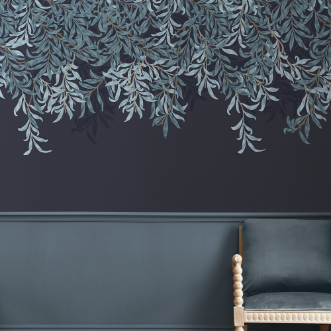 Willow Bough Navy Fixed Size Mural - 125382 wallpaper Graham & Brown