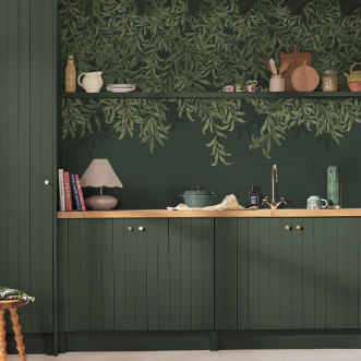 Willow Bough Deep Green Fixed Size Mural - 125391 wallpaper Graham & Brown