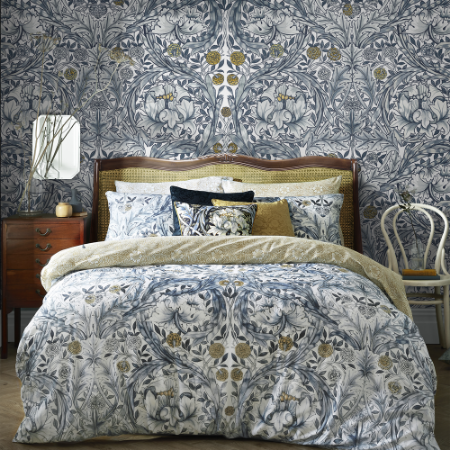 African Marigold Blue Fixed Size Mural - 125400 wallpaper Graham & Brown