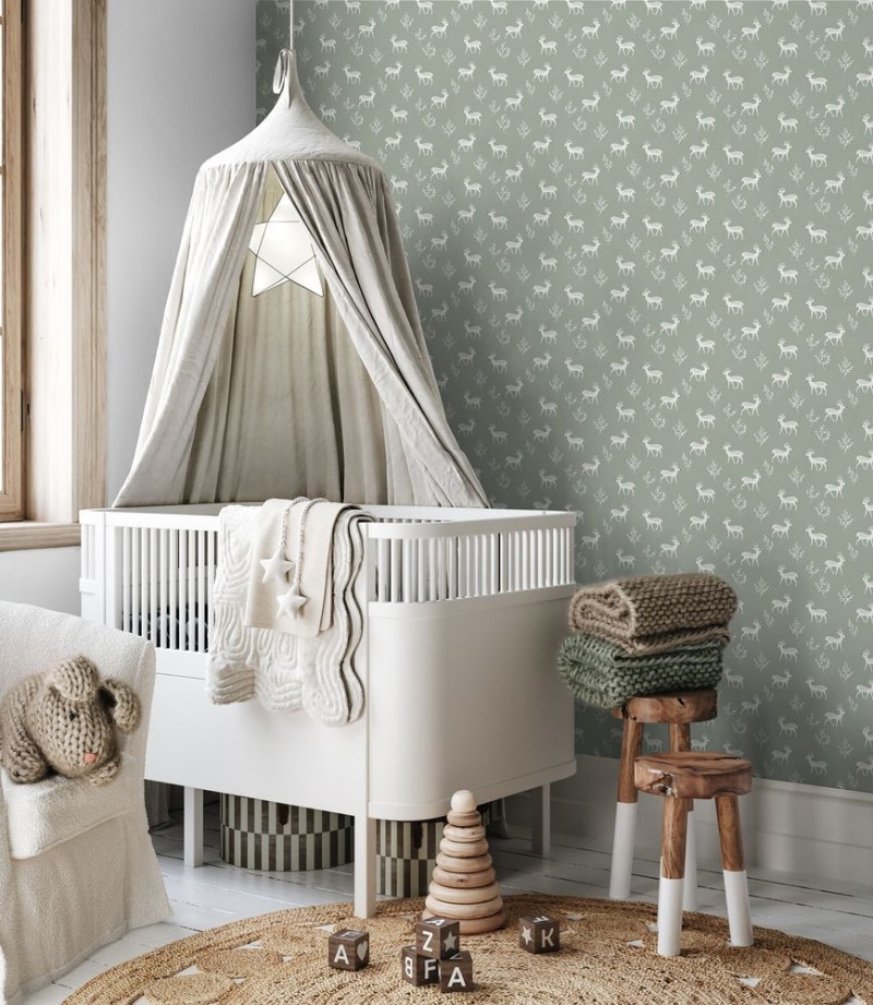 Dear deer Dusty Green - 1027501-01 wallpaper Wallpassion