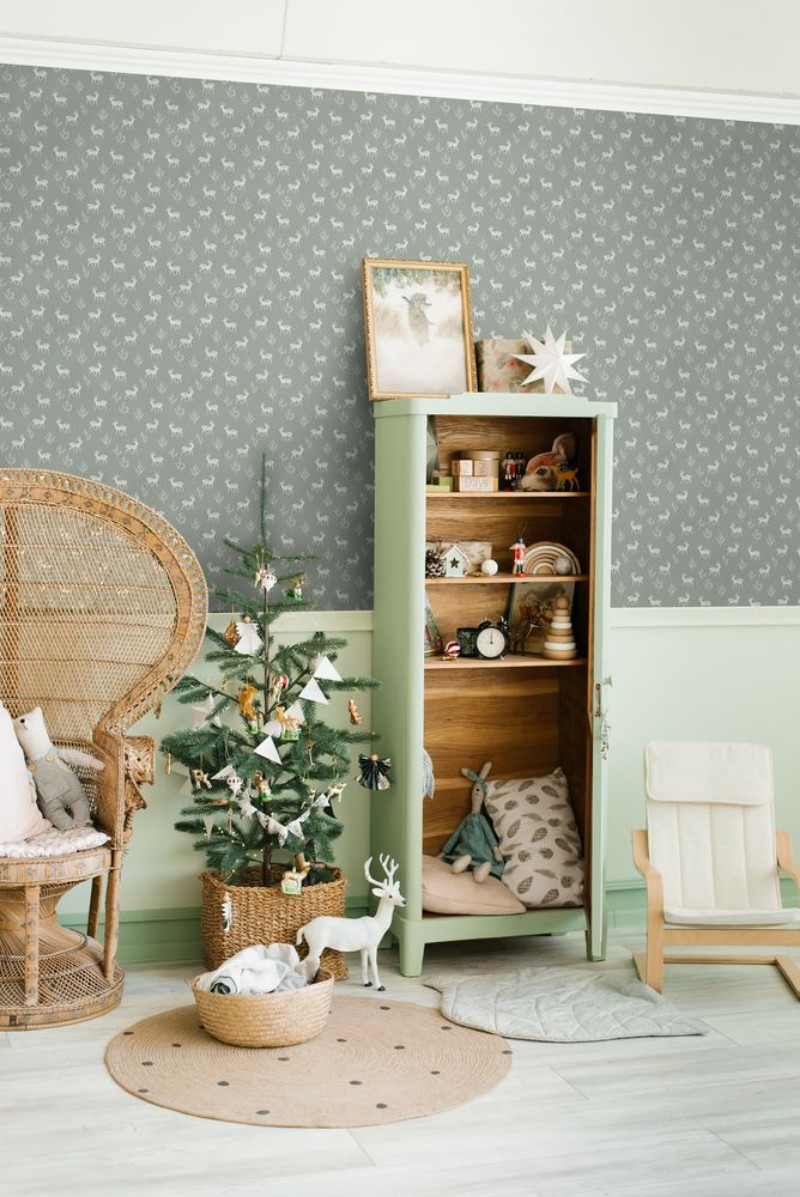 Dear deer Dusty Green - 1027501-01 wallpaper Wallpassion