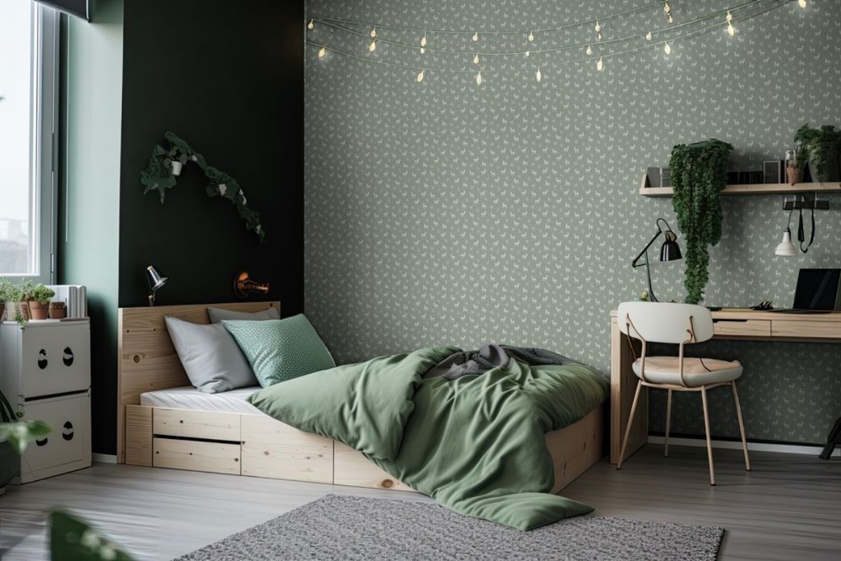 Dear deer Dusty Green miniature - 1027601-01 wallpaper Wallpassion