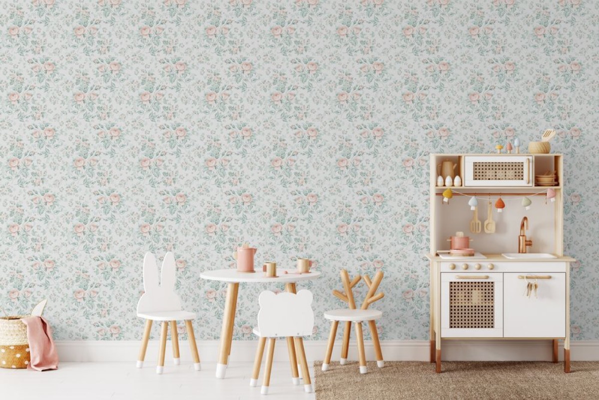 Rose garden Light Blue - 1027801-01 wallpaper Wallpassion