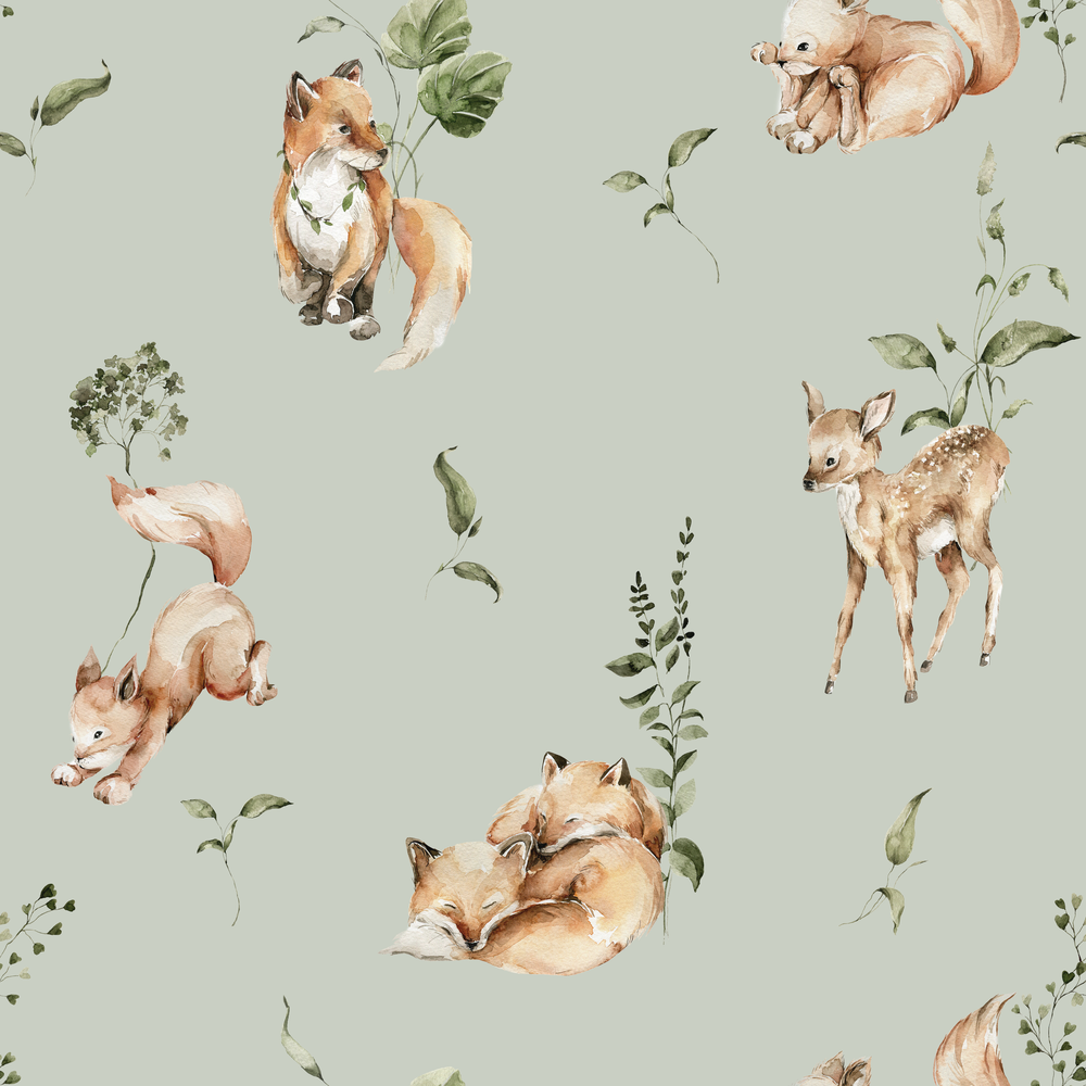 Wood land crew Sage Mint Green - 1028101-03 wallpaper Wallpassion