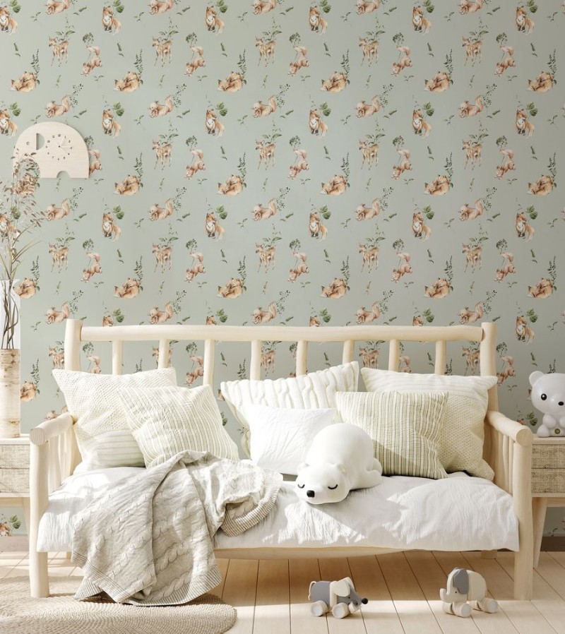 Wood land crew Sage Mint Green - 1028101-03 wallpaper Wallpassion