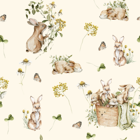 Bunny bath Soft Yellow - 1028201-01 wallpaper Wallpassion