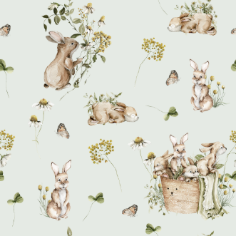 Bunny bath Soft Mint - 1028201-03 wallpaper Wallpassion