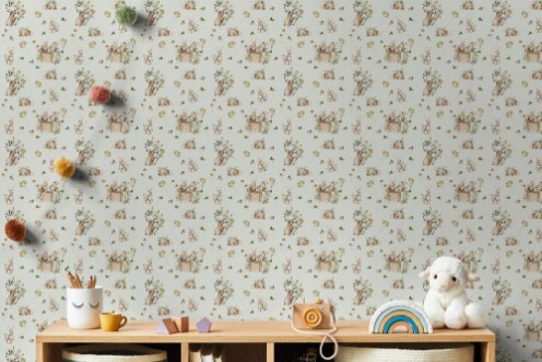 Bunny bath Soft Mint - 1028201-03 wallpaper Wallpassion