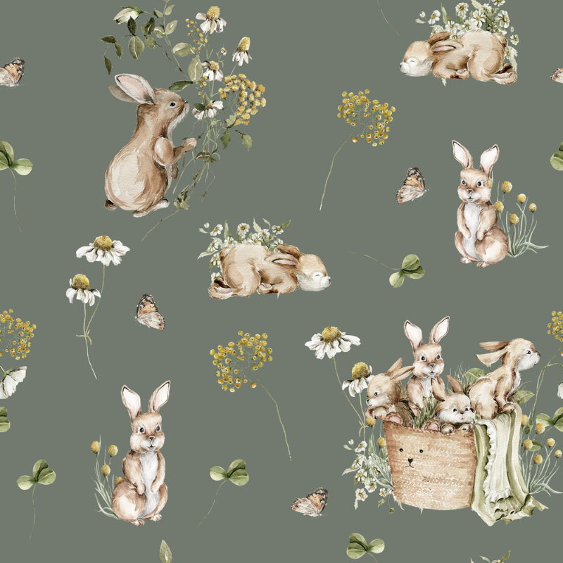 Bunny bath Forrest Green - 1028201-07 wallpaper Wallpassion