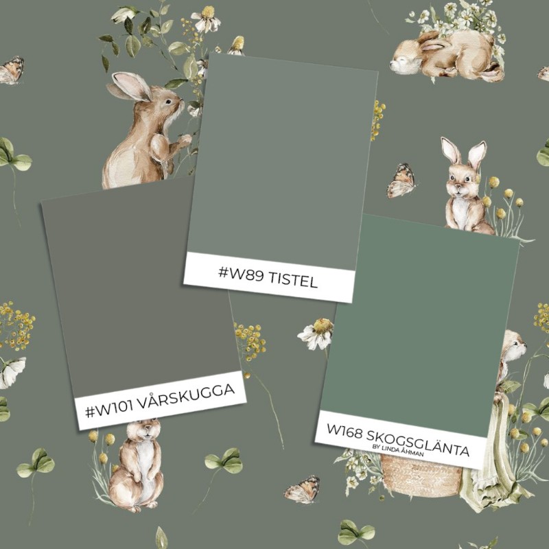 Bunny bath Forrest Green - 1028201-07 wallpaper Wallpassion