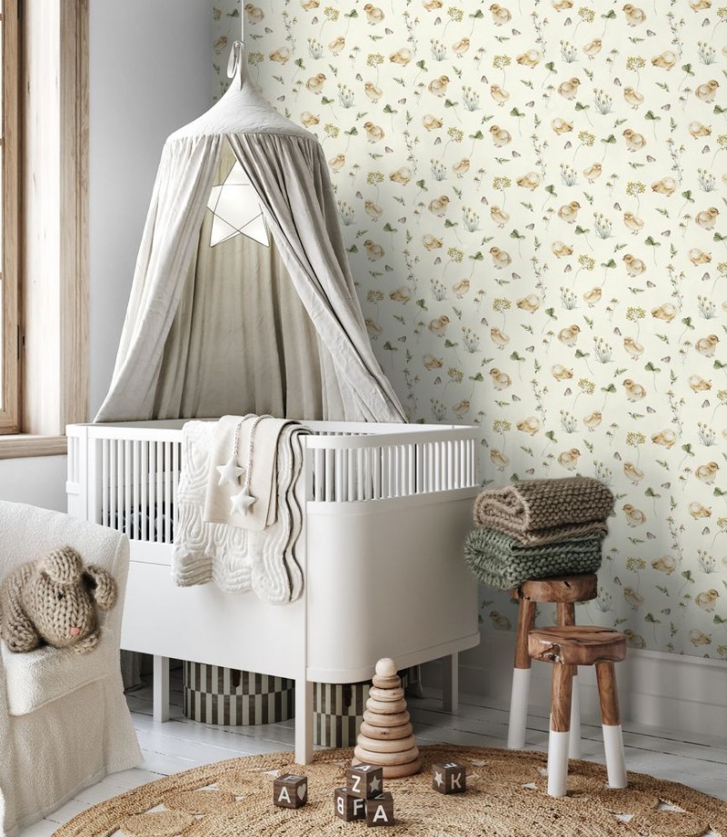 Chicken little story Soft Yellow - 1028301-01 wallpaper Wallpassion