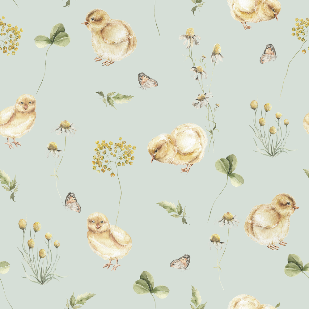 Chicken little story Soft Mint - 1028301-05 wallpaper Wallpassion