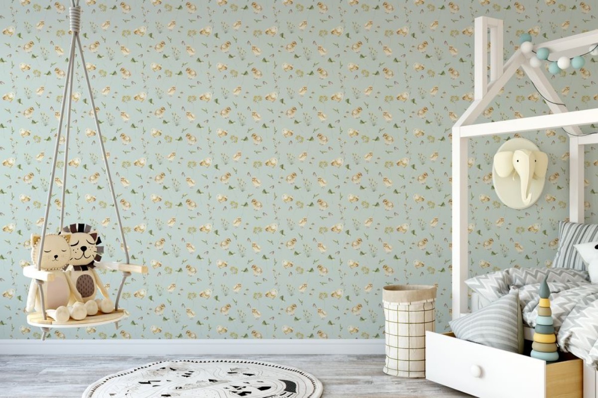 Chicken little story Soft Mint - 1028301-05 wallpaper Wallpassion