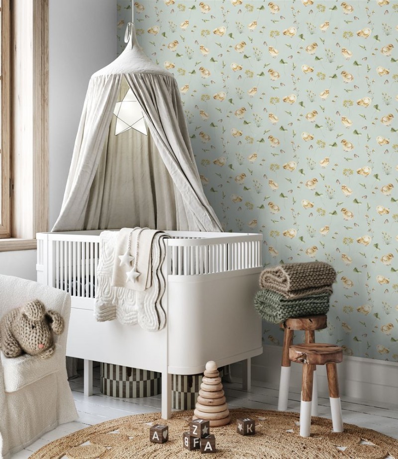 Chicken little story Soft Mint - 1028301-05 wallpaper Wallpassion