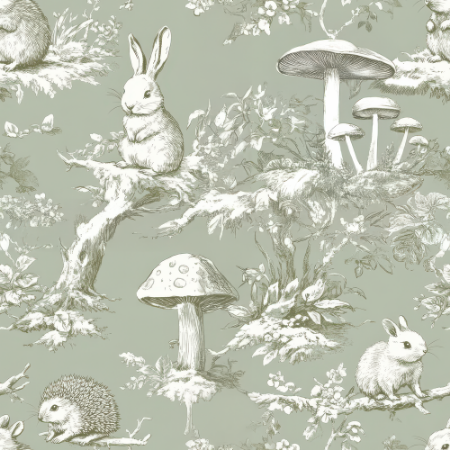 Vintage wild friends Sage Green - 1028801-01 wallpaper Wallpassion