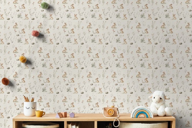 Bunny land Cream White - 1029001-01 wallpaper Wallpassion