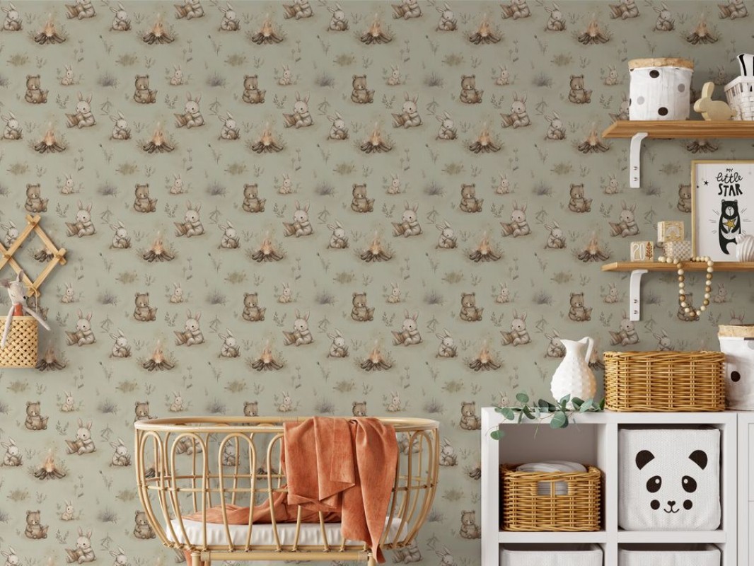 Magic fire place Sage Green - 1030301-04 wallpaper Wallpassion