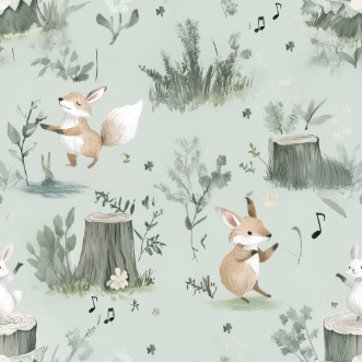 Dancing fox Mint Green - 1030501-01 wallpaper Wallpassion