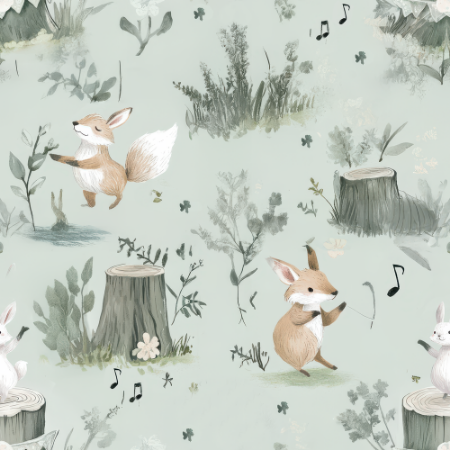 Dancing fox Mint Green - 1030501-01 wallpaper Wallpassion