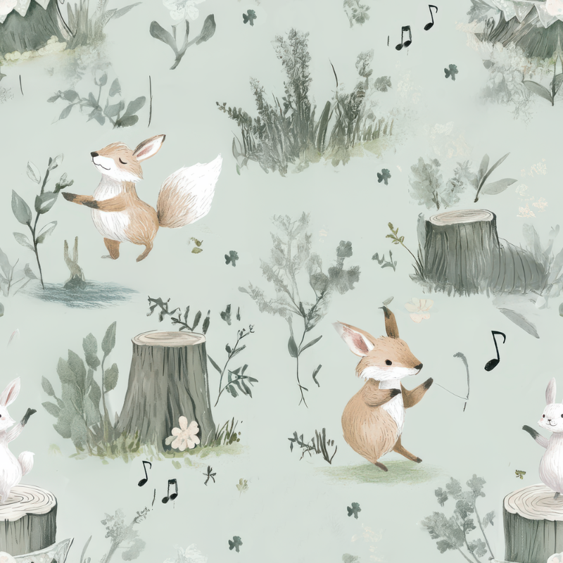 Dancing fox Mint Green - 1030501-01 wallpaper Wallpassion