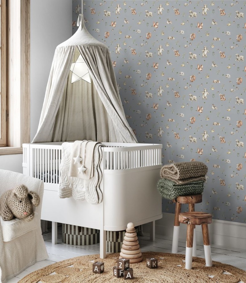 Wild friends Dusty Blue - 1028401-06 wallpaper Wallpassion