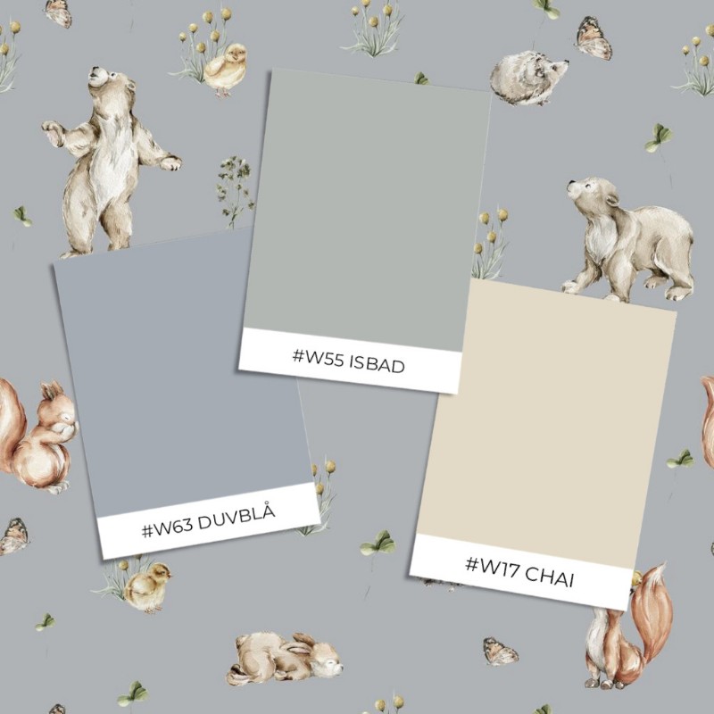 Wild friends Dusty Blue - 1028401-06 wallpaper Wallpassion