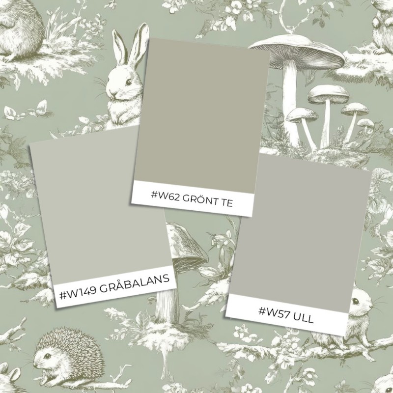 Vintage wild friends Sage Green - 1028801-01 wallpaper Wallpassion