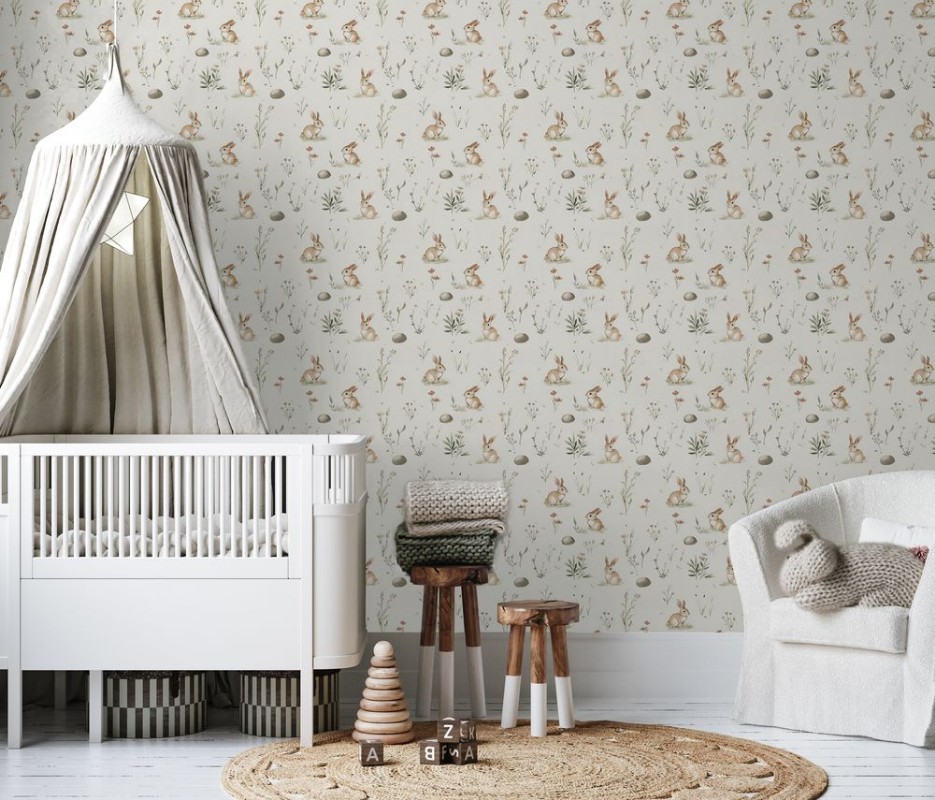 Bunny land Cream White - 1029001-01 wallpaper Wallpassion