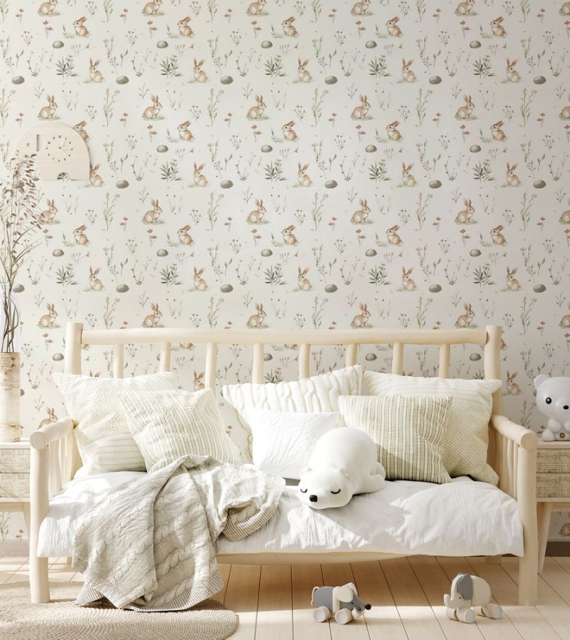 Bunny land Cream White - 1029001-01 wallpaper Wallpassion