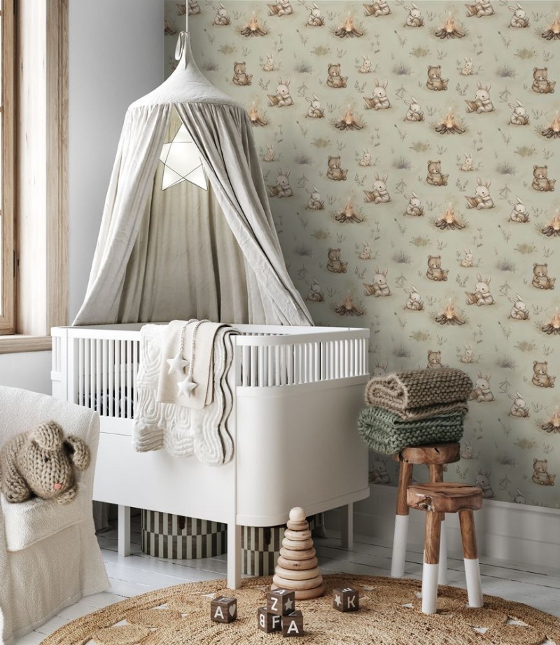 Magic fire place Sage Green - 1030301-04 wallpaper Wallpassion