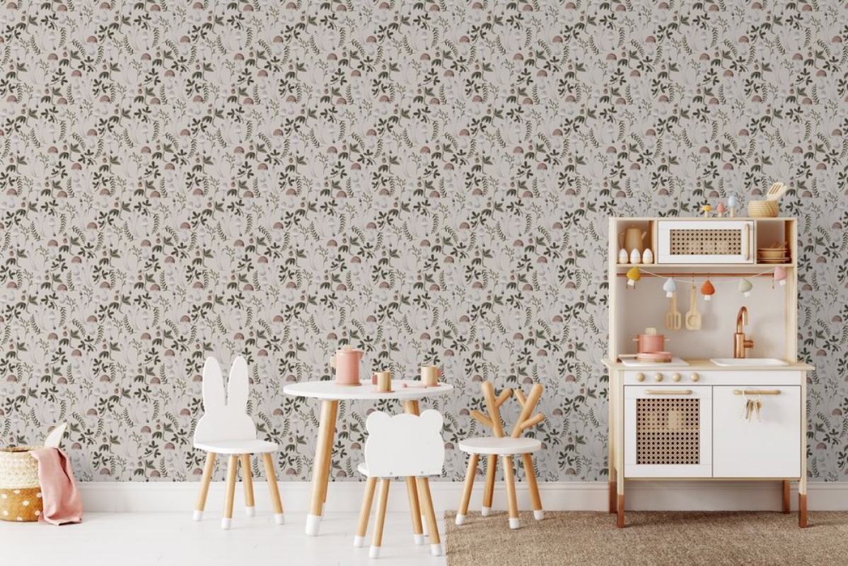 Mushroom land Beige Pink - 1030701-01 wallpaper Wallpassion