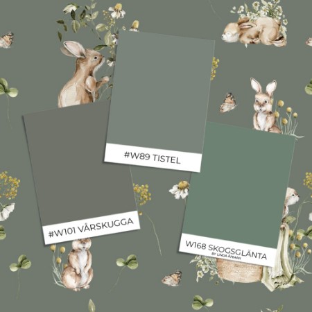 Coloring Bunny bath Forrest Green - 1028201-07 paint Wallpassion