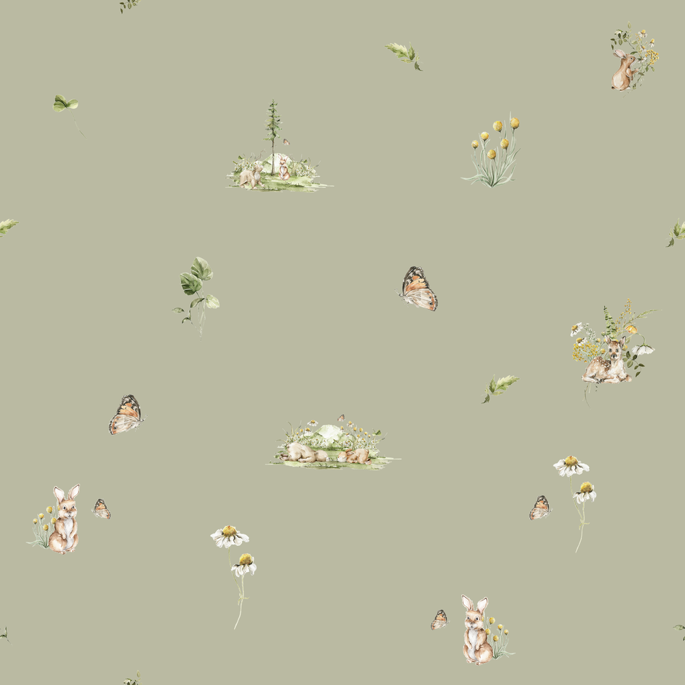 Sweet little friends Green - 1028501-02 wallpaper Wallpassion