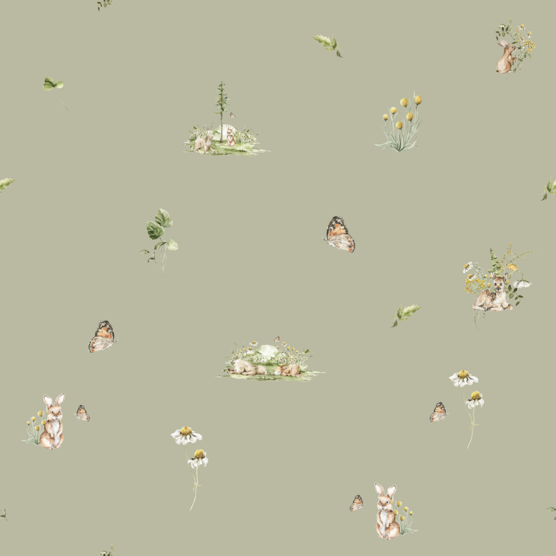 Sweet little friends Green - 1028501-02 wallpaper Wallpassion