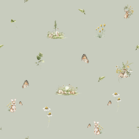 Sweet little friends Light Green - 1028501-06 wallpaper Wallpassion