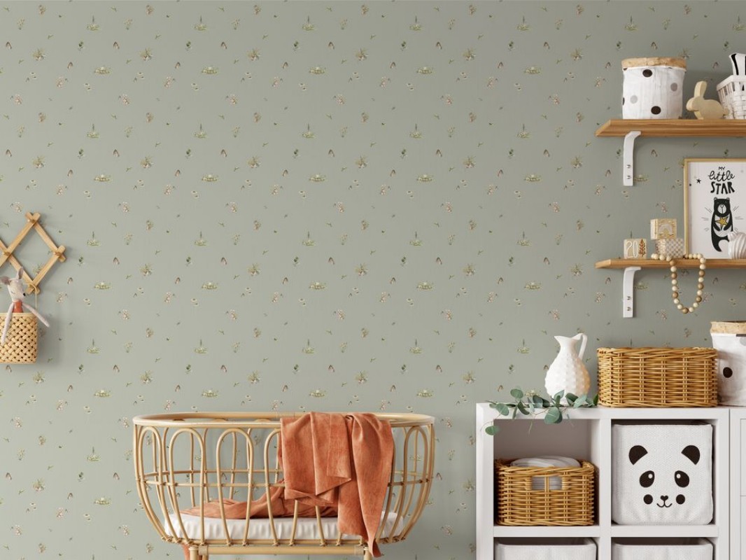 Sweet little friends Light Green - 1028501-06 wallpaper Wallpassion