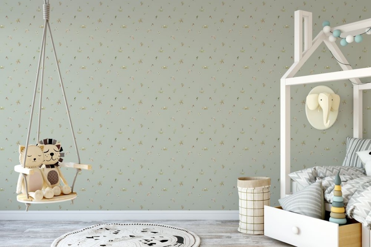 Sweet little friends Light Green - 1028501-06 wallpaper Wallpassion