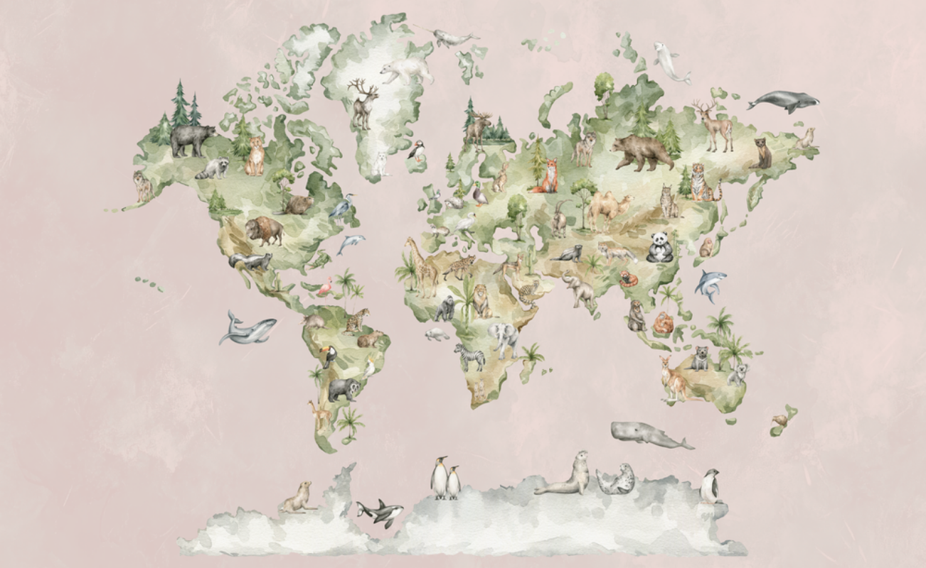 World adventurer Baby Pink - 1029701-04 photowallpaper 