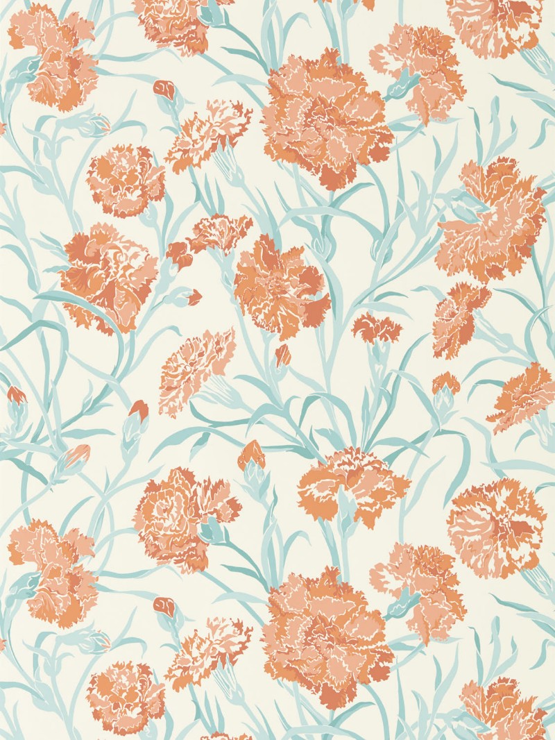 Fleur de Joie Paprika/Aqua/Soft Focus - HRTW113132 wallpaper Harlequin